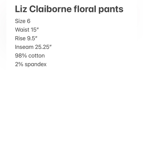Liz Claiborne Pink and White Floral Capri Pants Size 6 Fairycore - Picture 6 of 6
